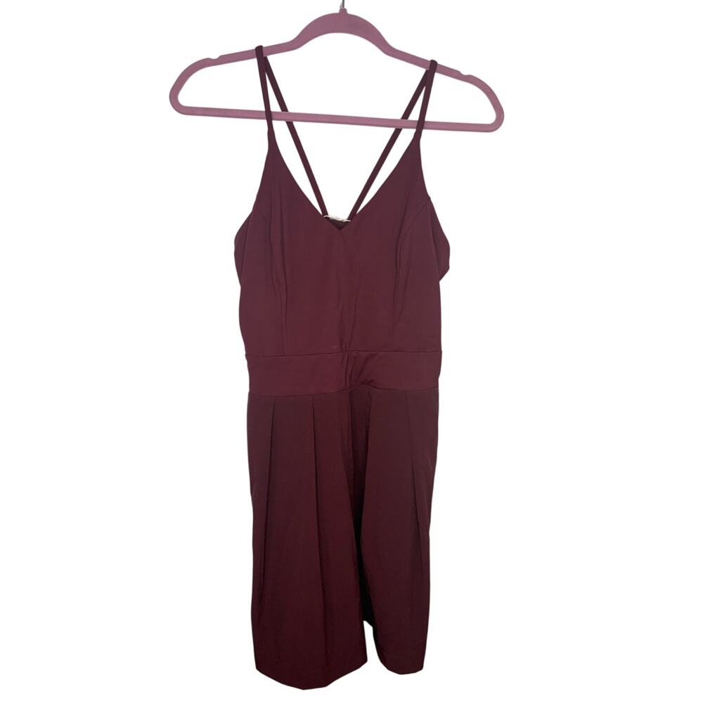 Halara Breezeful POcket Quick Dry Slip Romper Size Medium Maroon Amaranth NWT